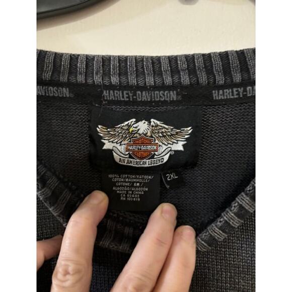 Harley Davidson Sweater Crew Neck Gray Mens 2XL 2010 Embroidered Logo - Picture 6 of 8